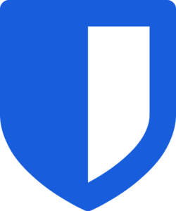 Отдельный синий знак Bitwarden в форме щита — PNG на прозрачном фоне