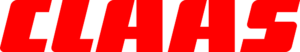 Red slanted CLAAS wordmark, transparent PNG