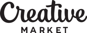 Logo sombre de Creative Market avec Creative en écriture manuscrite au-dessus de MARKET en capitales, au format PNG sur fond transparent