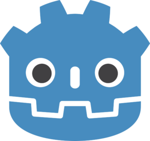 Blue Godot symbol shaped like a robot head with round eyes, PNG with a transparent background