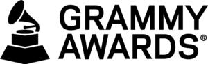 Black GRAMMY Awards logo — gramophone trophy and music awards name on two lines — PNG