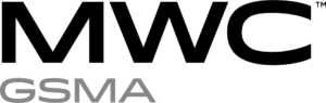 Логотип MWC Barcelona — чёрная надпись MWC и серая подпись GSMA на прозрачном фоне — PNG