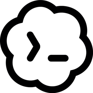 Schwarzes Codex Icon — abgerundeter sechslappiger Umriss mit Terminalsymbolen und Cursor — PNG
